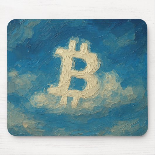 Bitcoin Blaue Himmel (Öl, Stil: 3) Mousepad (Vorne)