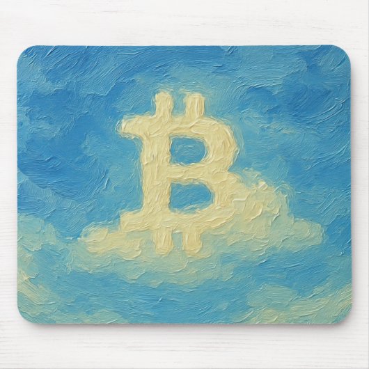 Bitcoin Blaue Himmel (Öl, Stil: 4) Mousepad (Vorne)
