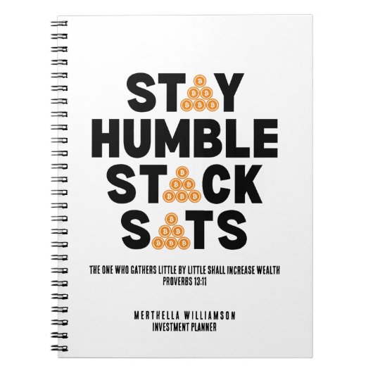 Bitcoin BLEIBE HUMBLE STACK SATS Christlicher Kryp Notizblock (Vorderseite)