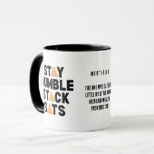 Bitcoin BLEIBE HUMBLE STACK SATS Christlicher Kryp Tasse (Vorderseite Links)