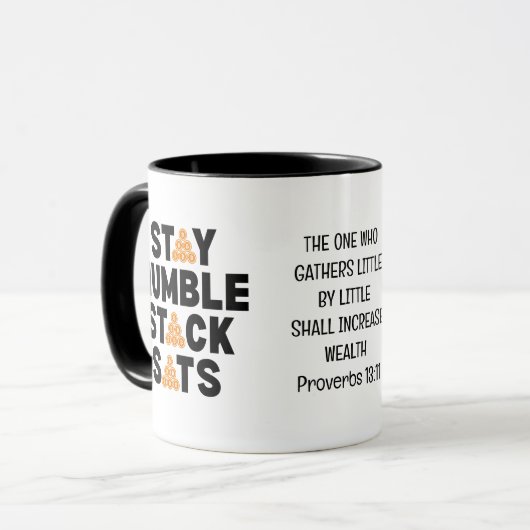 Bitcoin BLEIBE HUMBLE STACK SATS Crypto Investor Tasse (Vorderseite Links)