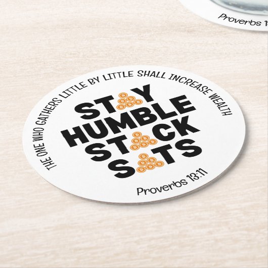 Bitcoin BLEIBE HUMBLE STACK SATS Krypto Runder Pappuntersetzer (Angewinkelt)