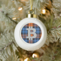 Bitcoin Blue Kariert Snowflake Pewter Christmas Or
