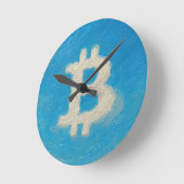 Bitcoin Blue Sky (Oil, Style: 1) Runde Wanduhr (Winkel)