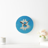 Bitcoin Blue Sky (Oil, Style: 1) Runde Wanduhr (Zuhause)