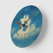 Bitcoin Blue Sky (Oil, Style: 3) Runde Wanduhr (Winkel)