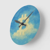 Bitcoin Blue Sky (Oil, Style: 4) Runde Wanduhr (Winkel)