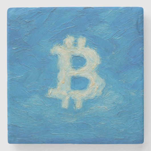 Bitcoin Blue Sky (Öl, Stil: 2) Steinuntersetzer (Vorderseite)