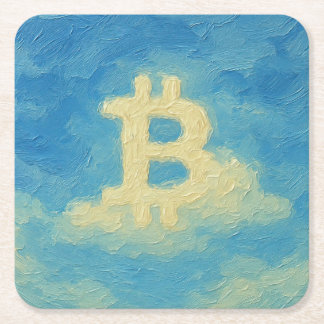 Bitcoin Blue Sky (Öl, Stil: 4) Rechteckiger Pappuntersetzer