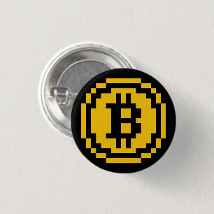 Bitcoin BTC 8-Bit-Logo Knopf Button