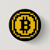 Bitcoin BTC 8-Bit-Logo | Knopf Button (Vorderseite)
