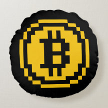 Bitcoin BTC 8-Bitrundes Wurfs-Kissen logo-|