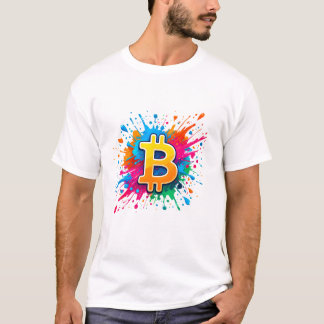 Bitcoin BTC Cryptowährungs-Logo Color Splash T-Shirt
