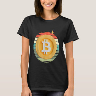 Bitcoin BTC Krypto Cryptowährung Retro Sunset Inv T-Shirt