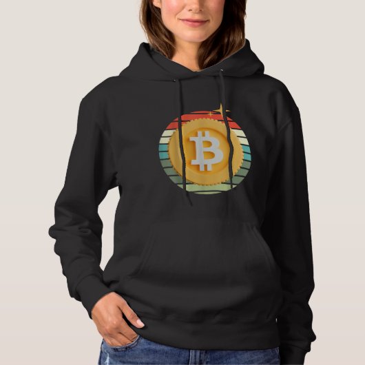 Bitcoin BTC Krypto Kryptowährung Retro Sonnenunter Hoodie (Vorderseite)