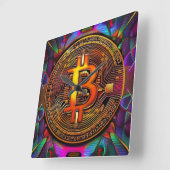 Bitcoin BTC Kryptowährung Art Quadratische Wanduhr (Winkel)