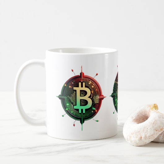 Bitcoin Christmas Lights Kaffeetasse (Mit Donut)