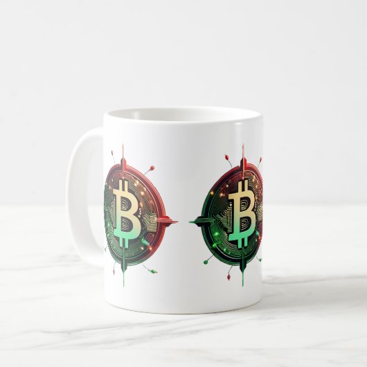 Bitcoin Christmas Lights Kaffeetasse (Vorderseite Links)