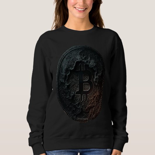 Bitcoin Coin Crypto Illustration Dark Black Sweatshirt (Vorderseite)