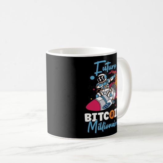Bitcoin Crypto Future Bitcoin Millionaire Rocket Kaffeetasse (VorderseiteRechts)