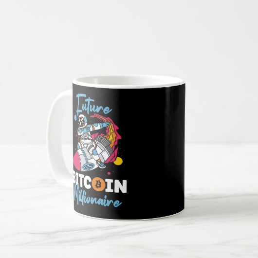 Bitcoin Crypto Future Bitcoin Millionaire Rocket Kaffeetasse (Vorderseite Links)