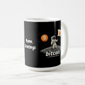 Bitcoin Crypto Moon Astronaut Design BTC Kaffeetasse (VorderseiteRechts)