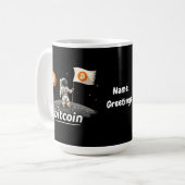 Bitcoin Crypto Moon Astronaut Design BTC Kaffeetasse (Vorderseite Links)