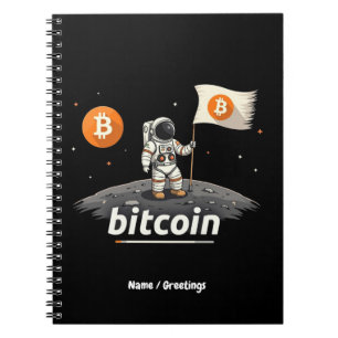 Bitcoin Crypto Moon Astronaut Design BTC Notizblock