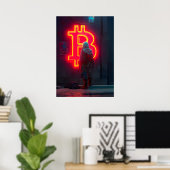 Bitcoin Cyber City Neon Symbol Poster (Heimbüro)
