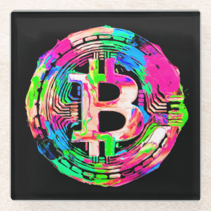 "Bitcoin Cypherpunk"-Ölgemälde Glasuntersetzer