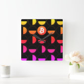 Bitcoin Designer Quadratische Wanduhr (Zuhause)