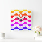 Bitcoin Designer Quadratische Wanduhr (Zuhause)