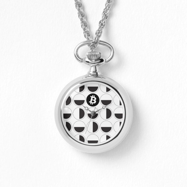 Bitcoin Designer Schwarz & Weiß Armbanduhr (Vorderseite)