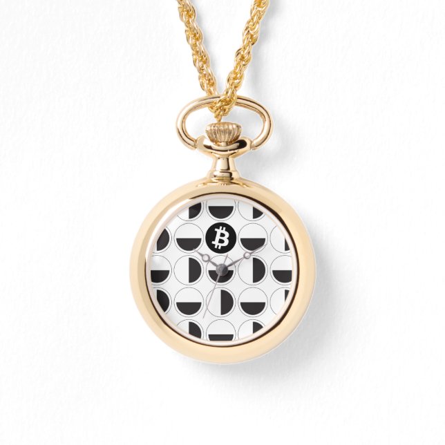 Bitcoin Designer Schwarz & Weiß Armbanduhr (Vorderseite)