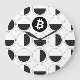 Bitcoin Designer Schwarz & Weiß Große Wanduhr