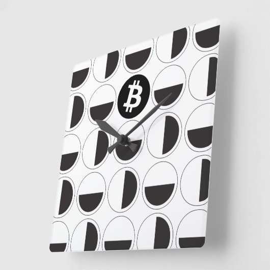 Bitcoin Designer Schwarz & Weiß Quadratische Wanduhr (Winkel)