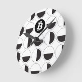 Bitcoin Designer Schwarz & Weiß Runde Wanduhr (Winkel)