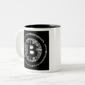 Bitcoin Detail in B&W Zweifarbige Tasse (Vorderseite Links)