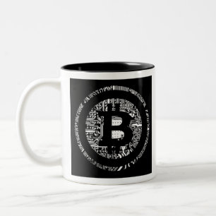 Bitcoin Detail in B&W Zweifarbige Tasse