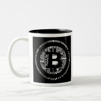 Bitcoin Detail in B&W Zweifarbige Tasse