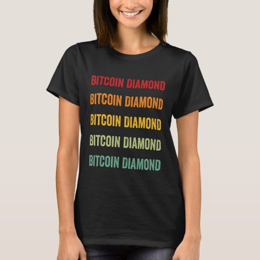 Bitcoin Diamond Crypto Rainbow Text Design T-Shirt (Vorderseite)