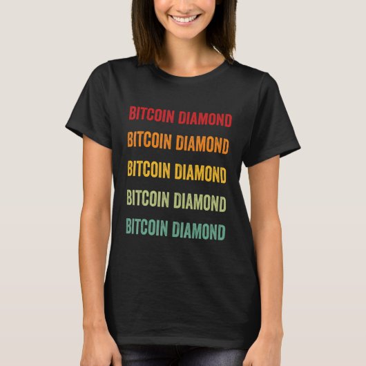 Bitcoin Diamond Crypto Rainbow Text Design T-Shirt (Vorderseite)