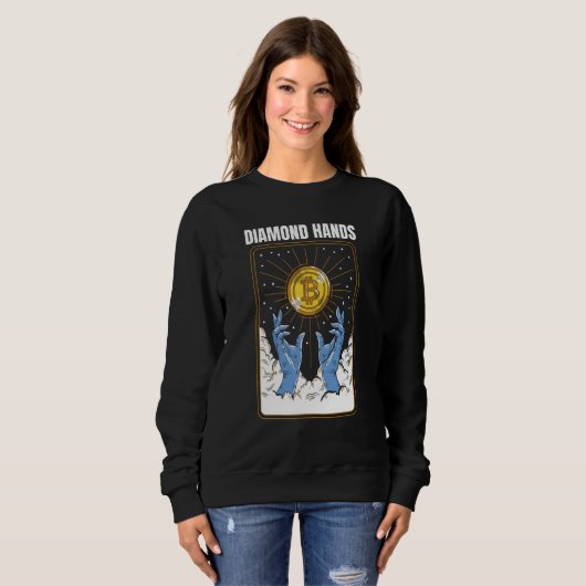 Bitcoin Diamond Hand Meme Crypto Hodl WSB Sweatshirt (Vorne ganz)
