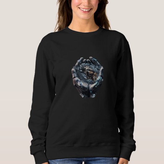 Bitcoin Diamond Hands Holding Crystal Sweatshirt (Vorderseite)
