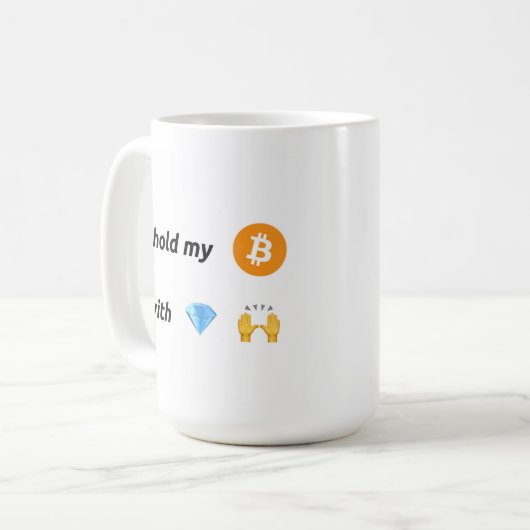 Bitcoin Diamond Hands Kaffeetasse (Vorderseite Links)