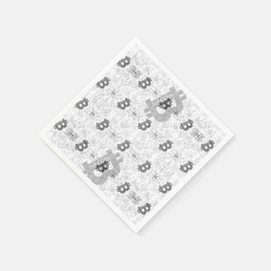 Bitcoin Digital Kryptowährung Weiß Schwarz Serviette (Ecke)