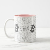 Bitcoin Digital Kryptowährung Weißes Schwarzes Mus Zweifarbige Tasse (Links)