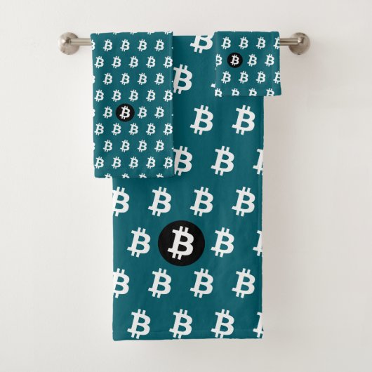 Bitcoin Dunkel Türkis Badhandtuch Set (Insitu)
