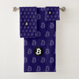 Bitcoin Dunkelblau Badhandtuch Set