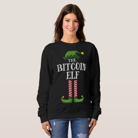 Bitcoin Elf Matching Family Group Weihnachts-Party Sweatshirt (Vorne ganz)